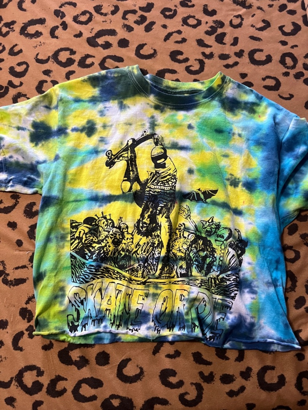 Tie-Dye Graphic T-Shirt - Skate or Die Size Medium